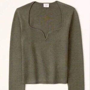 Abercrombie Slim Sweetheart Top - Green - NEW